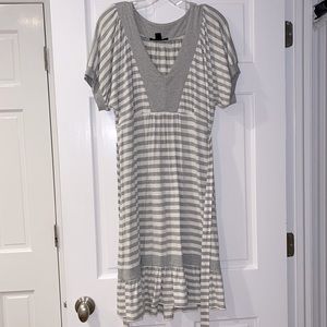 INC Grey & White Striped Cotton Ruffle Dress. Size XL. Gently used.